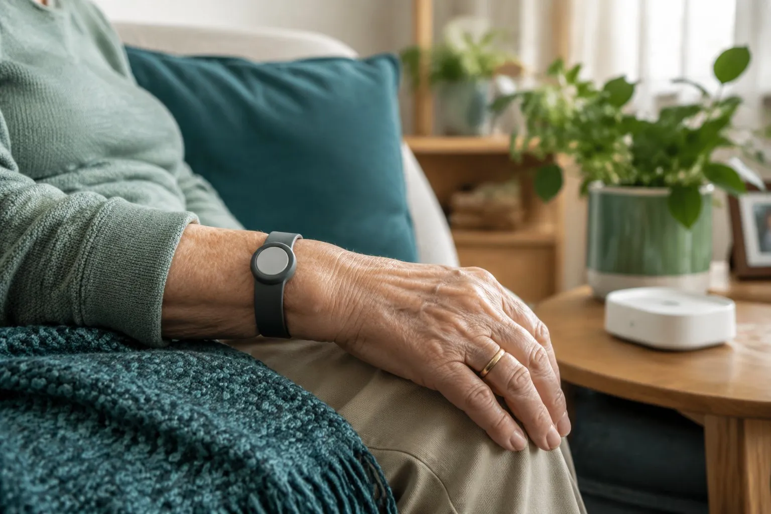 A personal alarm worn on the wrist